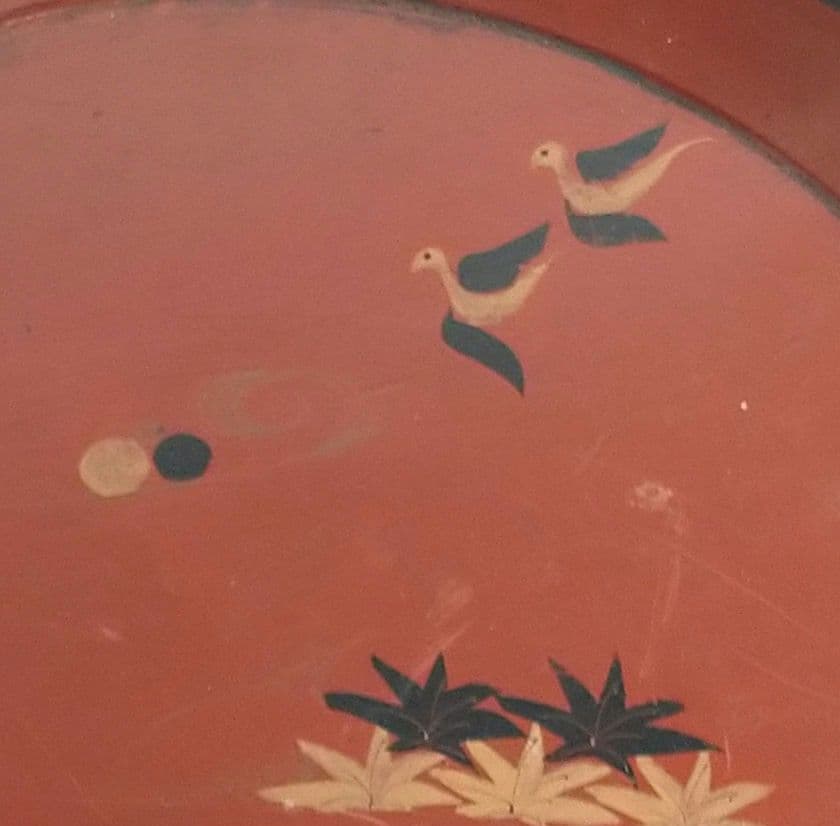 漆器　盆　鳥文　骨董
