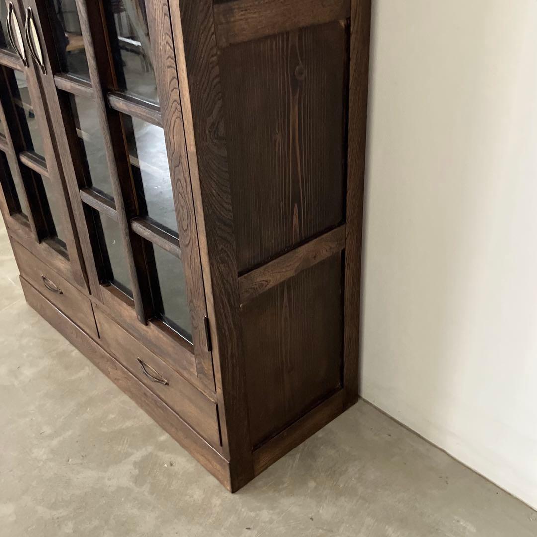 レトロ　アンティーク　古道具　古家具　本棚　食器棚　ガラス棚　キャビネット