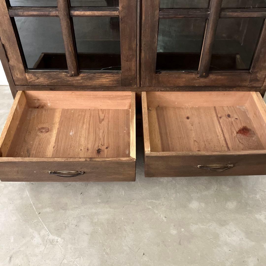 レトロ　アンティーク　古道具　古家具　本棚　食器棚　ガラス棚　キャビネット