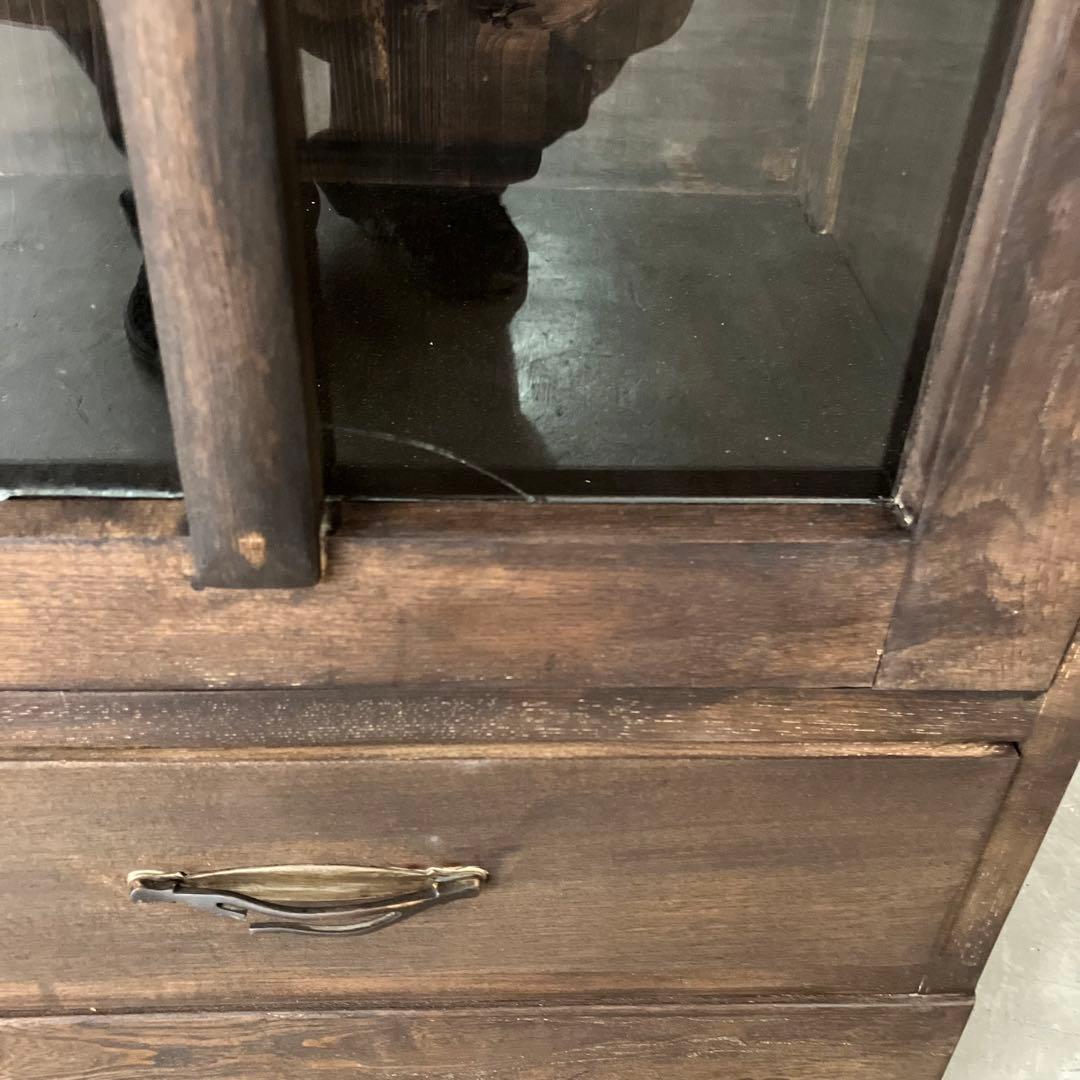 レトロ　アンティーク　古道具　古家具　本棚　食器棚　ガラス棚　キャビネット