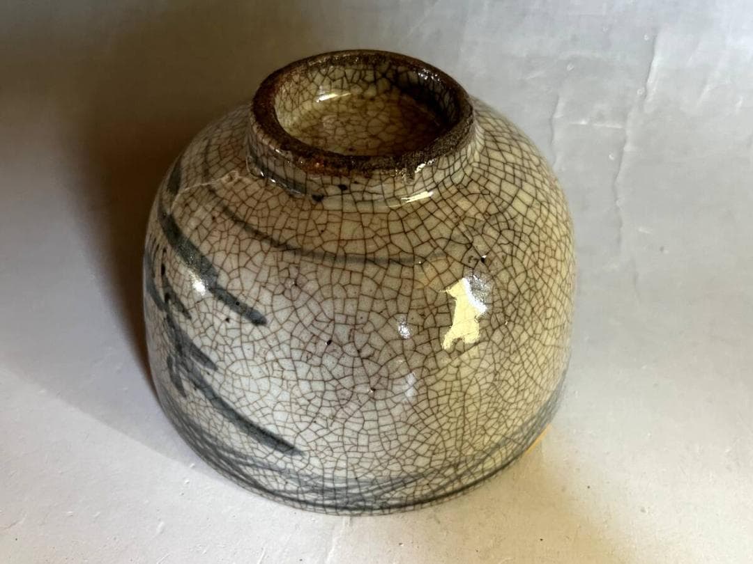 茶碗■伝世木原茶碗 江戸期 半陶半磁器 金次直し 古美術 時代物 骨董品■