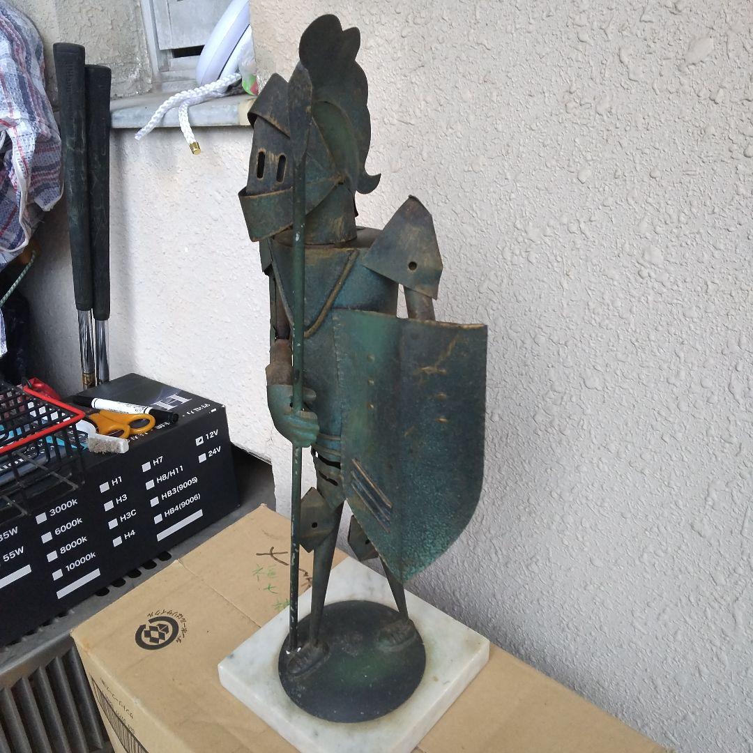 金属製 騎士像 大理石ベース 約30cm