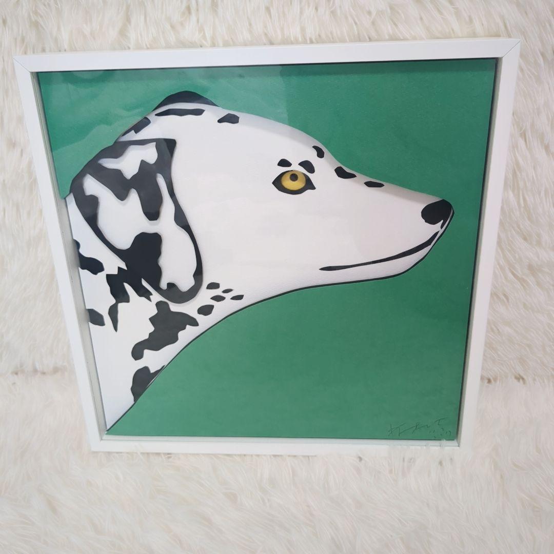 【美品】【希少】駒形克巳 彫紙アート ダルメシアン　サイン入り