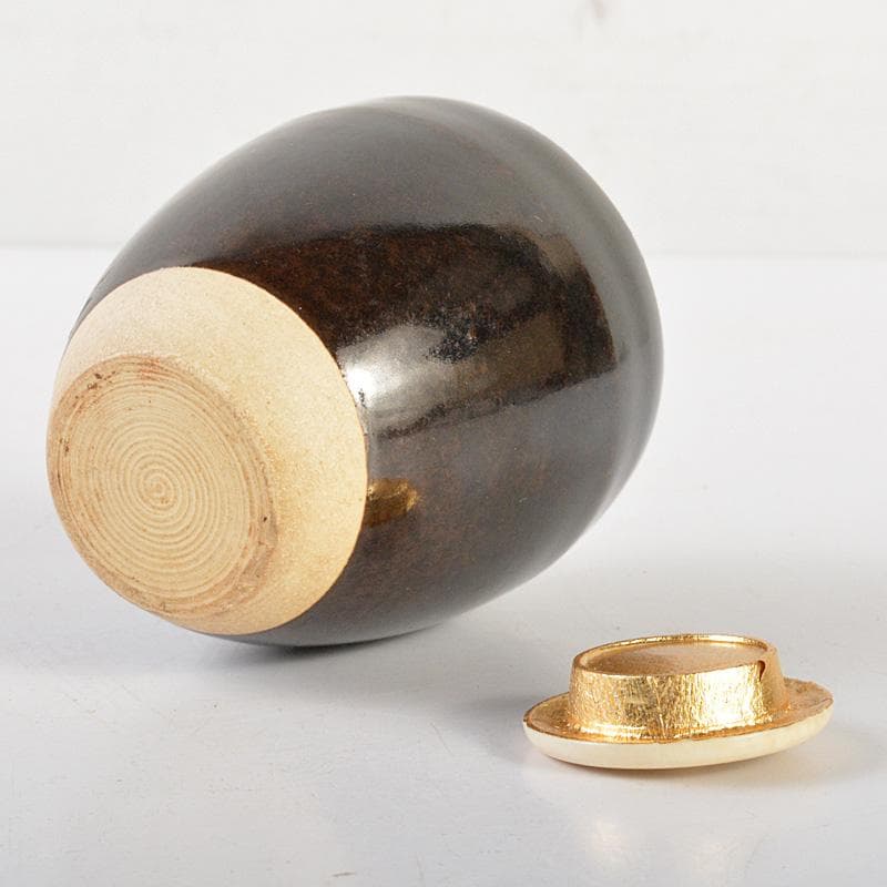 茶道具　桶谷定一作　肩衝茶入　仕覆付　共箱　V　6426