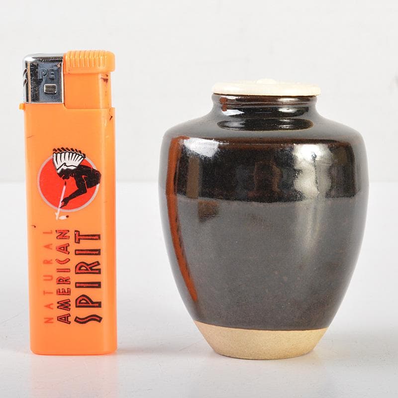 茶道具　桶谷定一作　肩衝茶入　仕覆付　共箱　V　6426