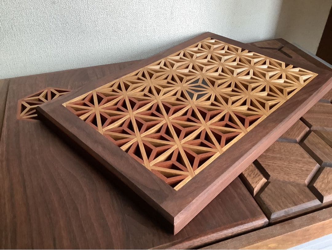 IGT天板　1ユニット　三脚用テーブル　組子細工ヘキサゴン131