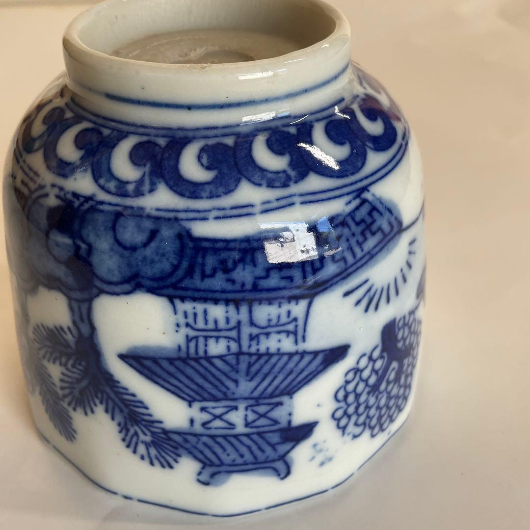 染付楼閣山水唐人文向付(蕎麦猪口)24客組　幕末〜明治時代頃