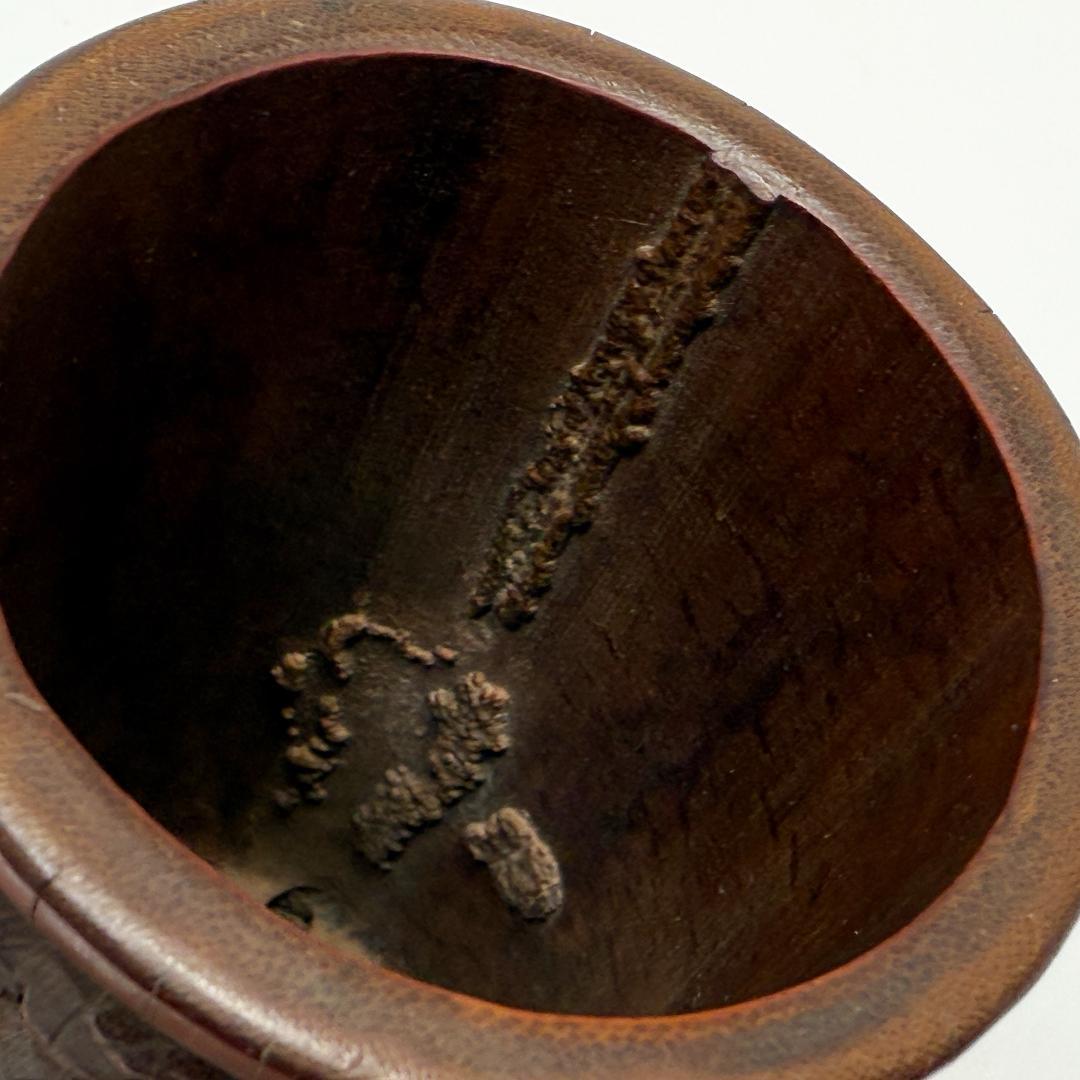 中国美術 竹製 彫刻 筆筒 筆立 書道品 在銘