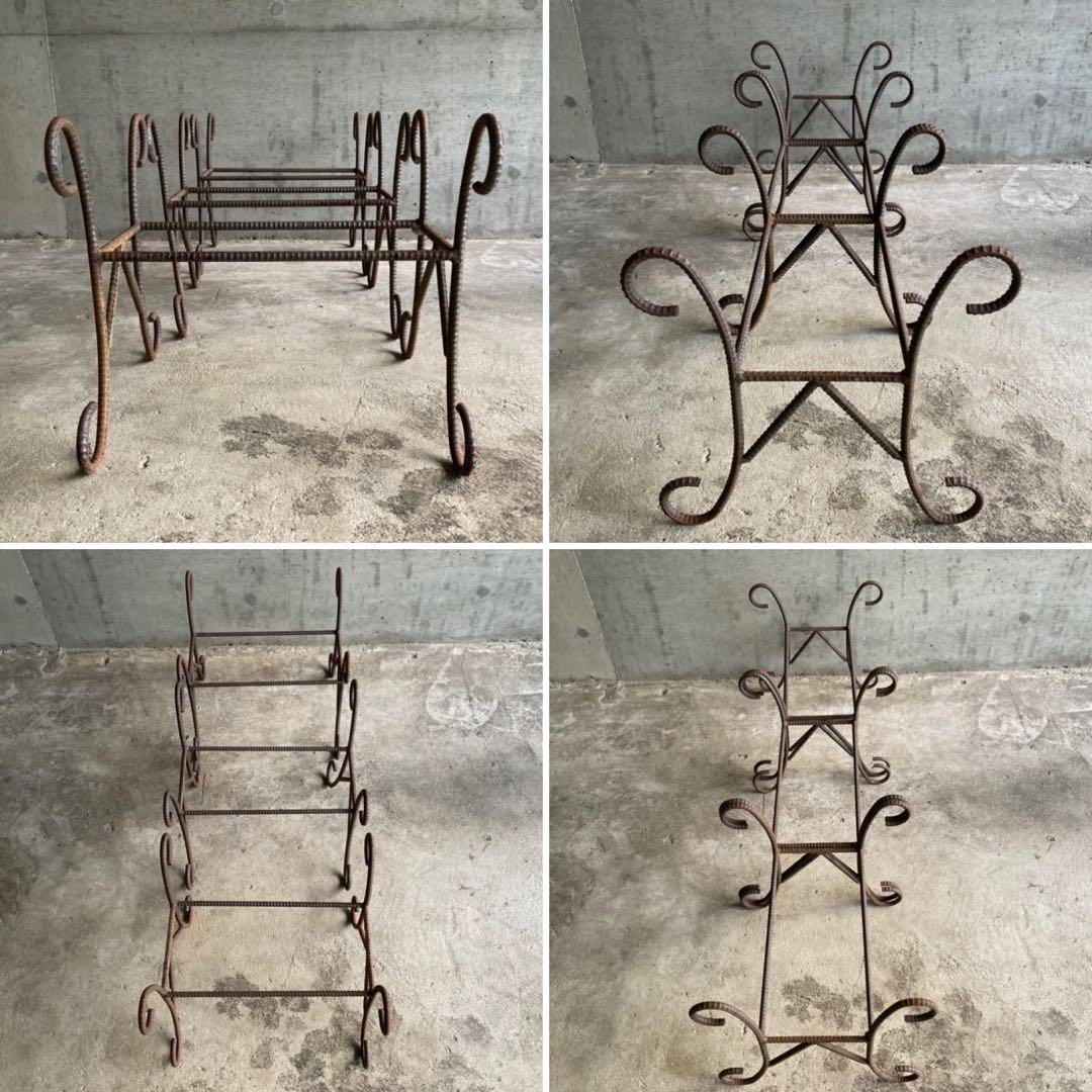 プランター 台 猫脚 鉄筋 アイアン 3点 シャビー インダストリアル レトロ