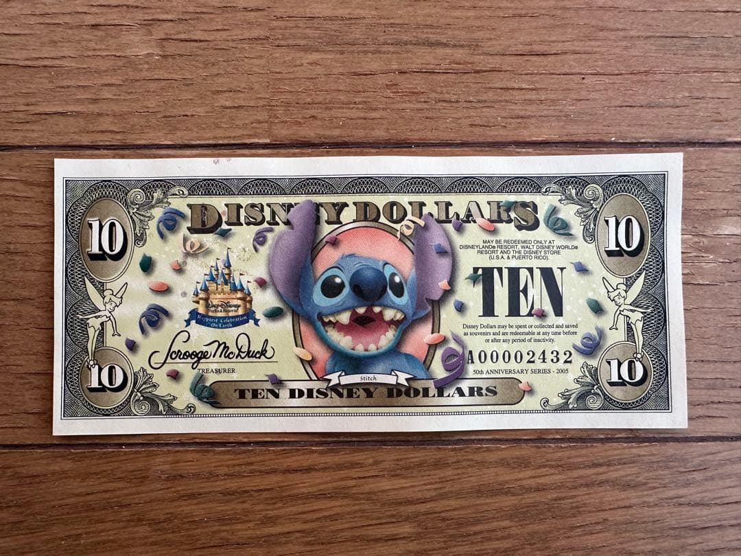 ディズニーダラー　カリフォルニア50周年記念紙幣4枚セット　5ドル札×2枚