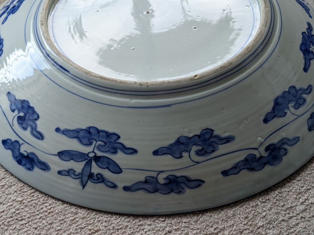 ♦江戸時代 古伊万里 染付 金襴手八窓宝船文大皿 コレクション骨董品アンティーク