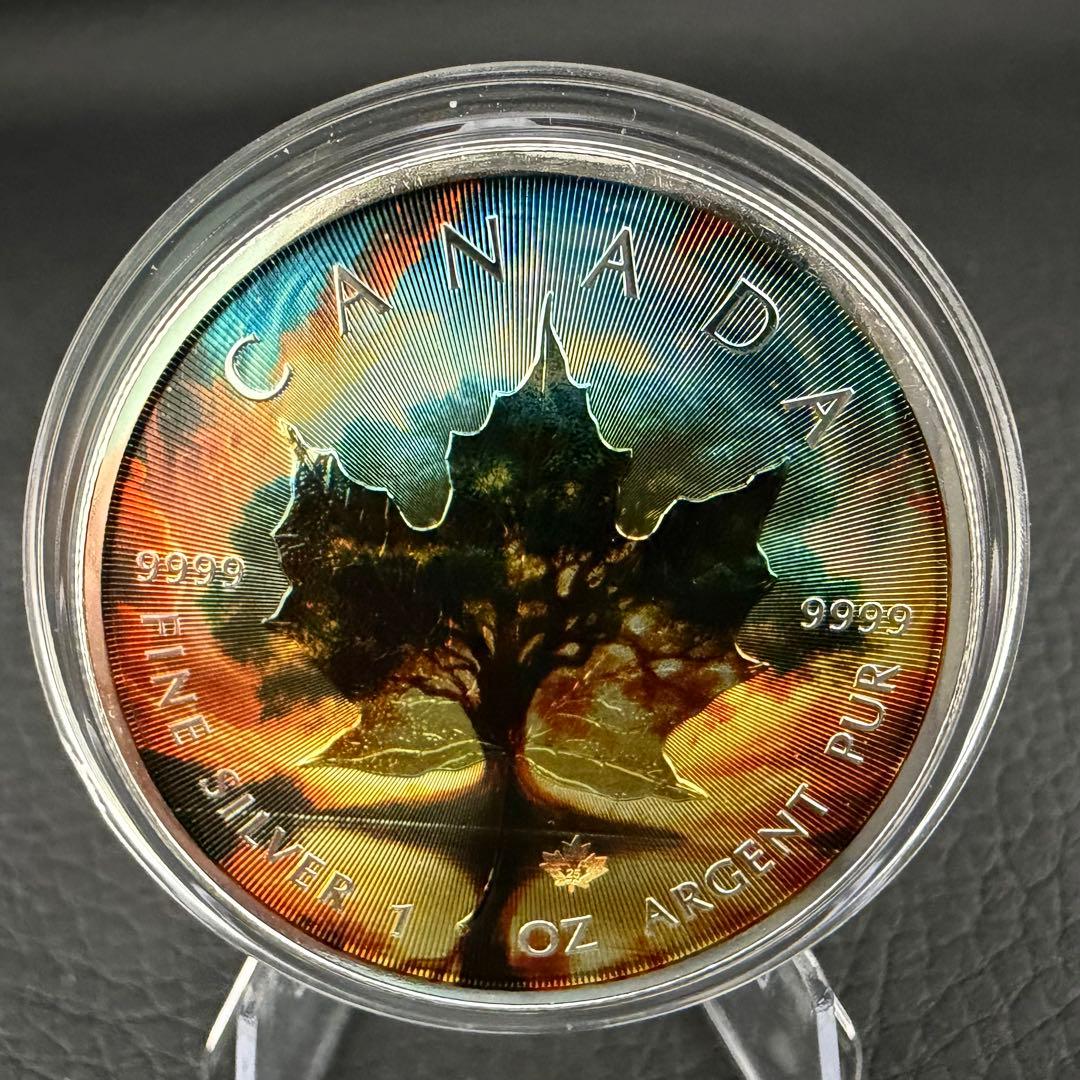 世界100枚限定！ メイプルリーフ 銀貨 カラー 生命の樹 1オンス 1oz