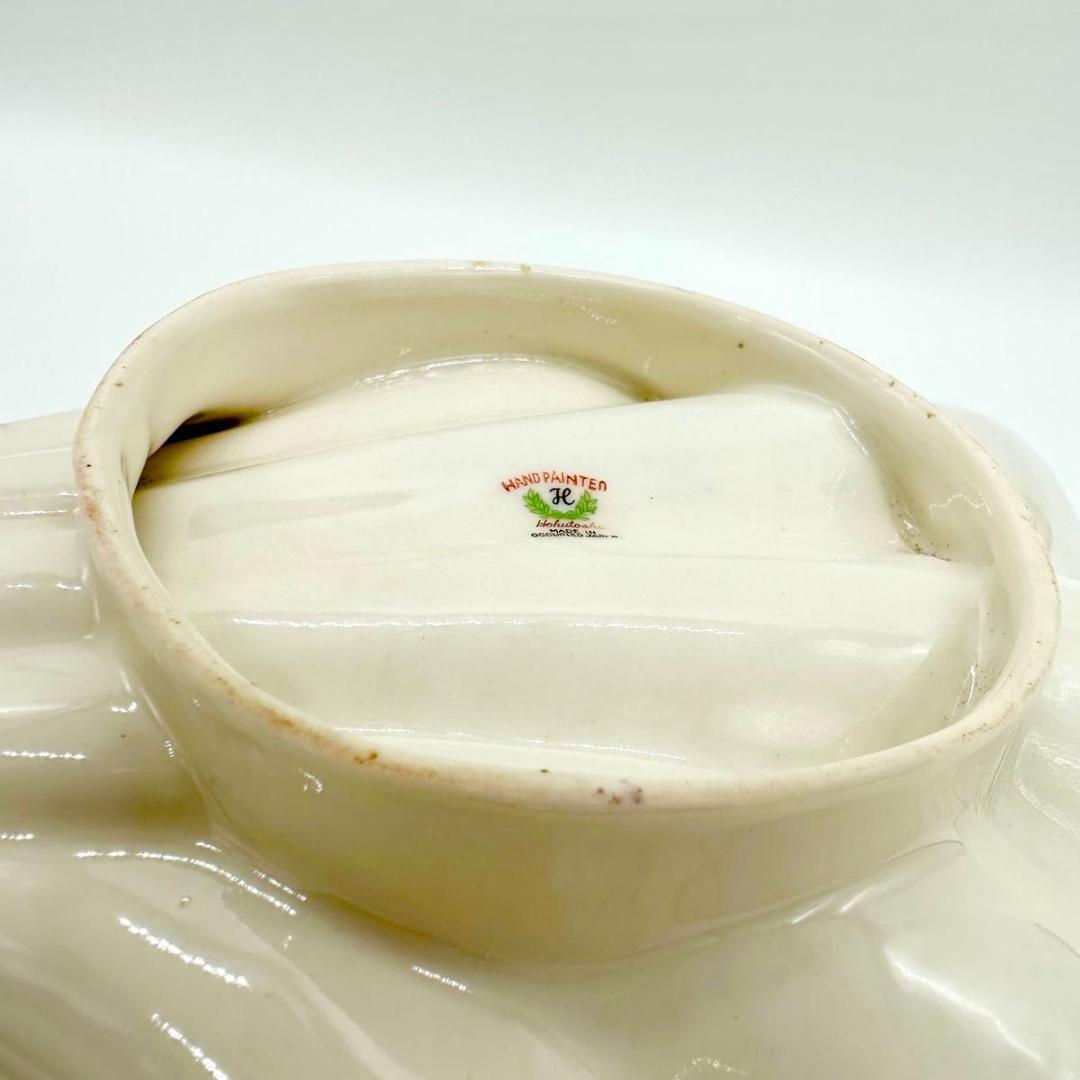 【希少】戦後・占領期 手描きシェル皿｜金彩×和柄｜ヴィンテージ 昭和レトロ