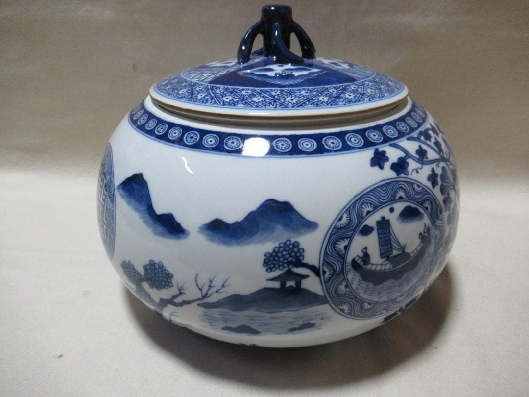 ちびまり専用　茶道具　祥瑞蜜柑丸文　水指　景徳鎮玉懐英造　共箱　変え蓋付