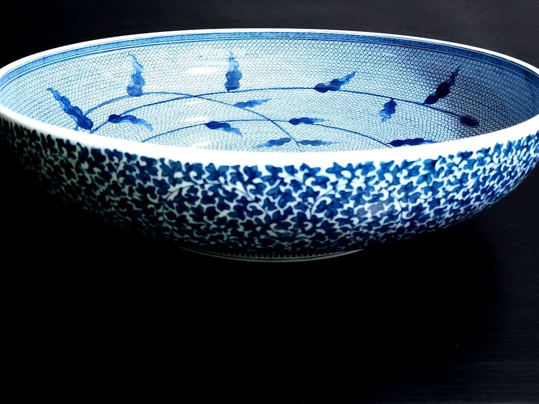 葉山有樹 細密画大鉢 古伊万里粟に鶉画銅鑼鉢 直径：約44.3cm