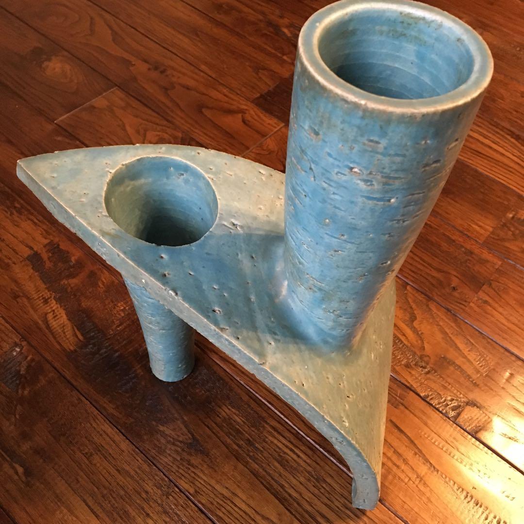 希少珍品！青緑 変形 花器 花入 花瓶 壺 飾壺 陶器 陶芸品 骨董品 古美術品