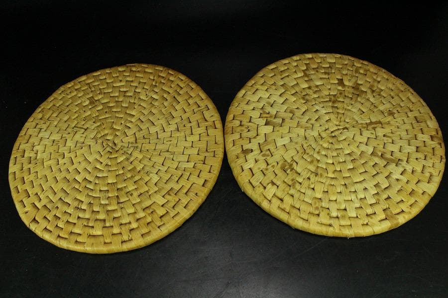 茶道具 竹皮網 円座 九枚 露路 待合(K-A988)