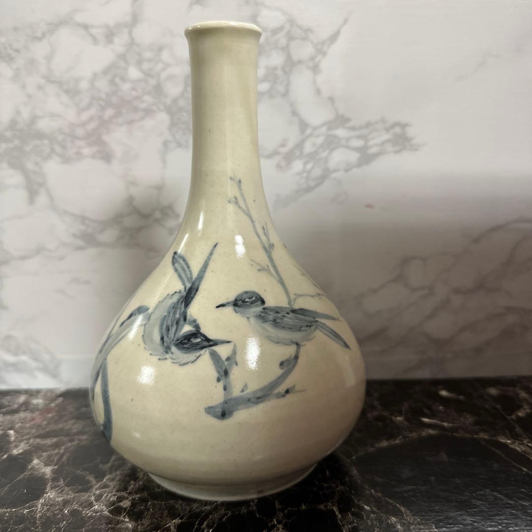 李朝、分院窯、花鳥図、完品！箱。