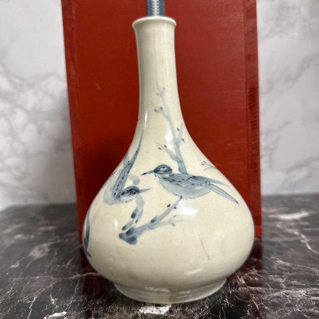 李朝、分院窯、花鳥図、完品！箱。