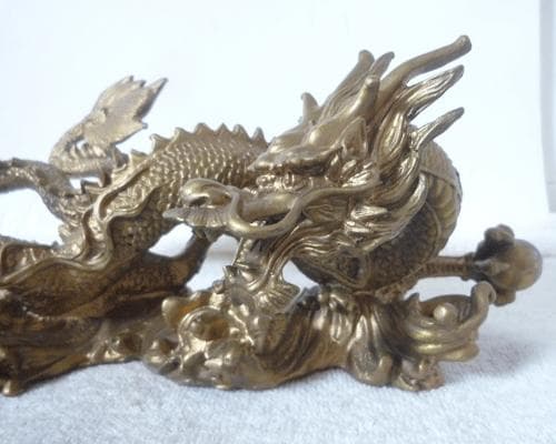 良品　龍　真鍮製　黄銅　龍神様　5本爪　開運　縁起物　アンティーク　置物