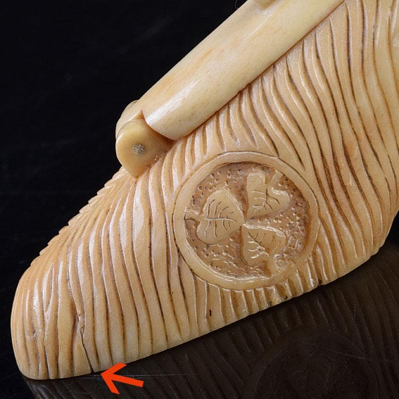 ナリトラ 時代提げ物　獣骨彫刻　銃型　矢立　筆入　C　9209