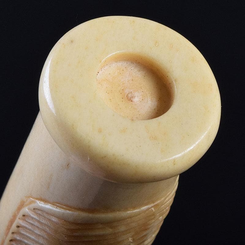 ナリトラ 時代提げ物　獣骨彫刻　銃型　矢立　筆入　C　9209