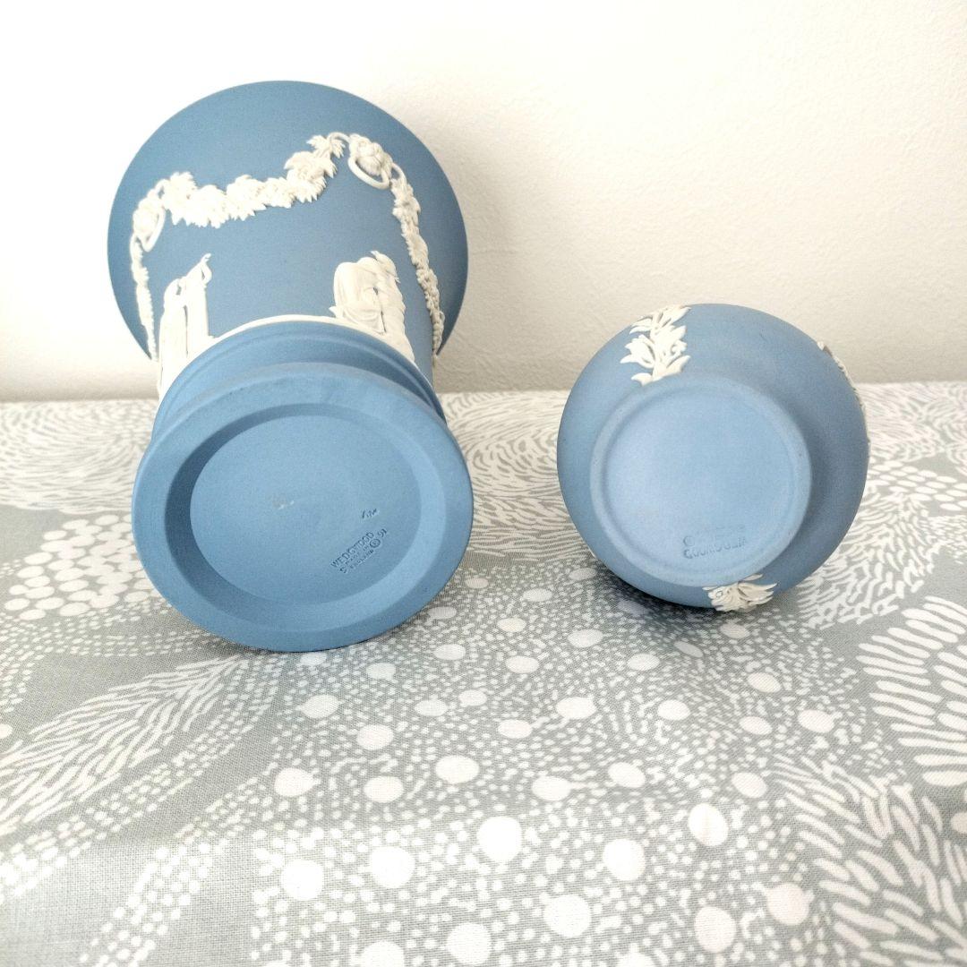 ウェッジウッド ジャスパーウェア花瓶 ペールブルー２点