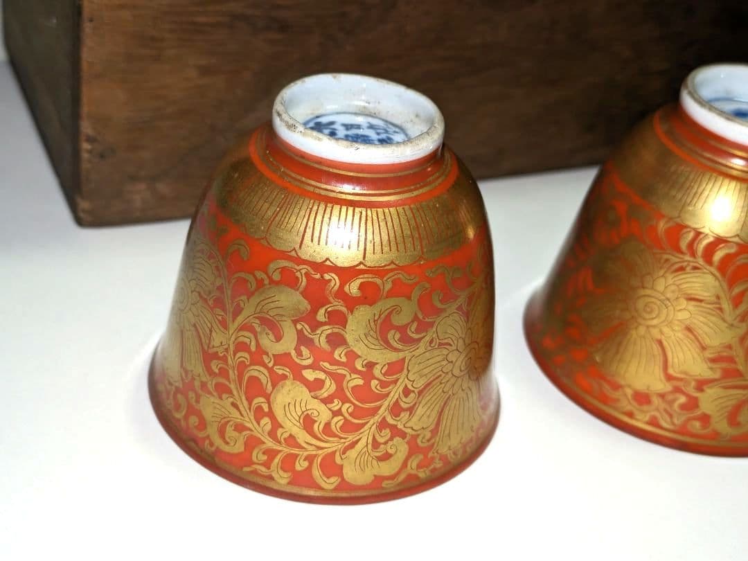 大日本永楽造 金襴手 茶碗 5客