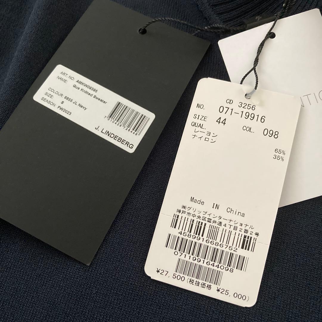 新品J. LINDEBERG メンズゴルフセーター JLロゴ ネイビー S 軽量