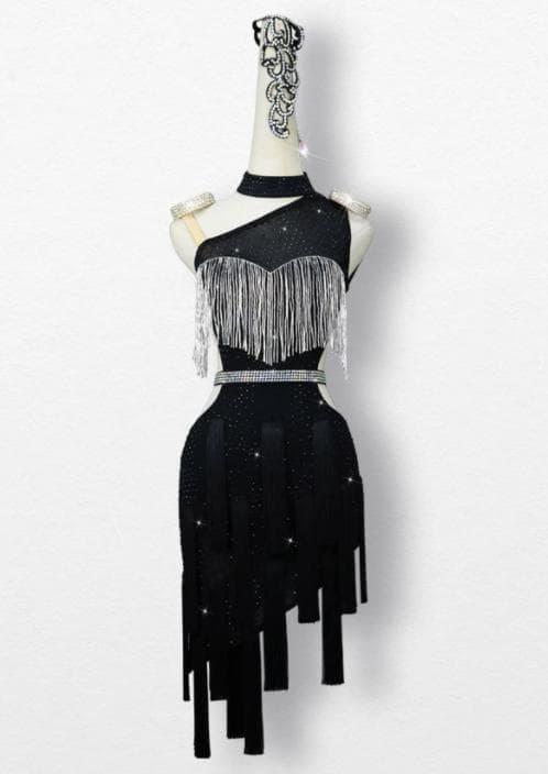 社交ダンス用アシンメトリードレス（黒・白）