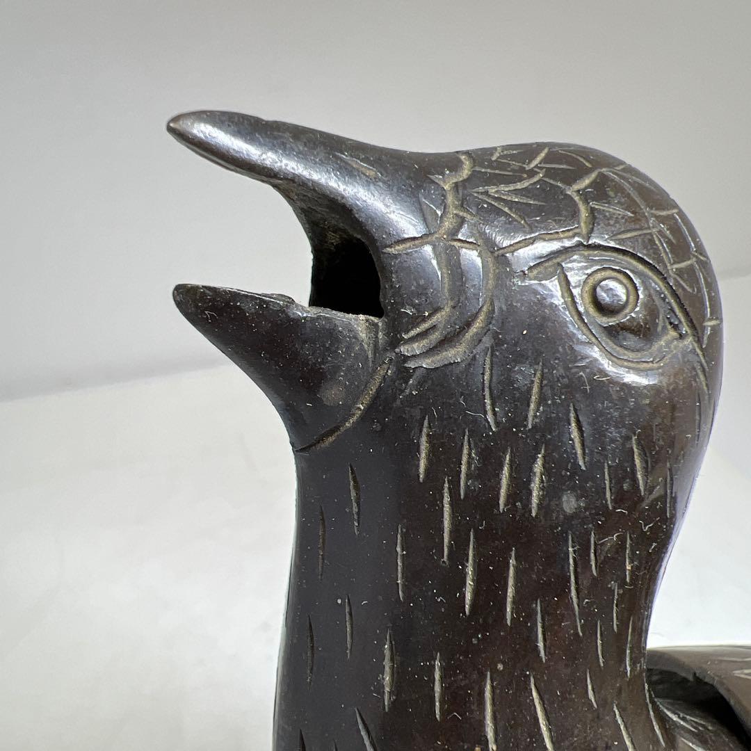 古銅　ウズラ香炉　木箱付　1345g/高さ約21㎝　東Y7-0626⭐︎2Fトカエ