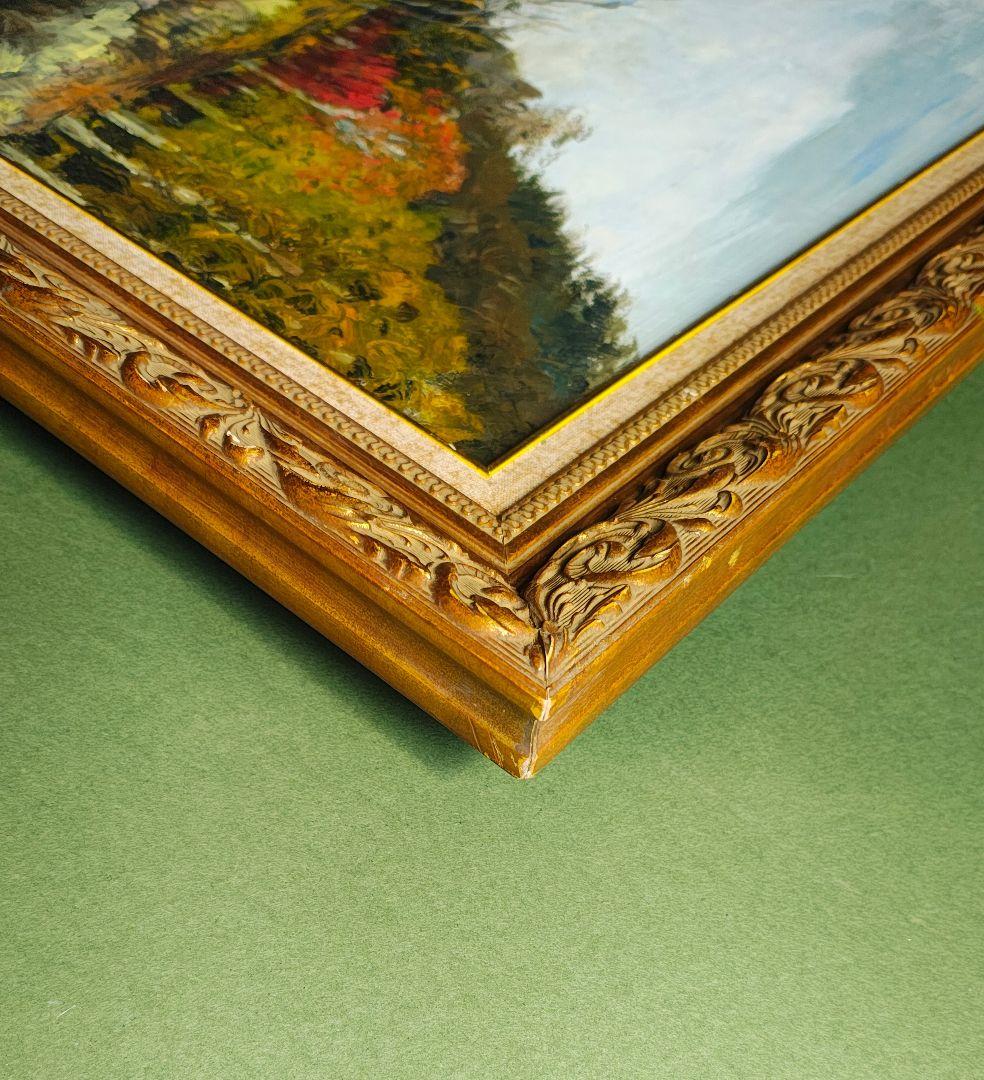 F30号 重厚油彩額 展示仕様【保護板なし】 アンティーク金 油絵付き　DIY