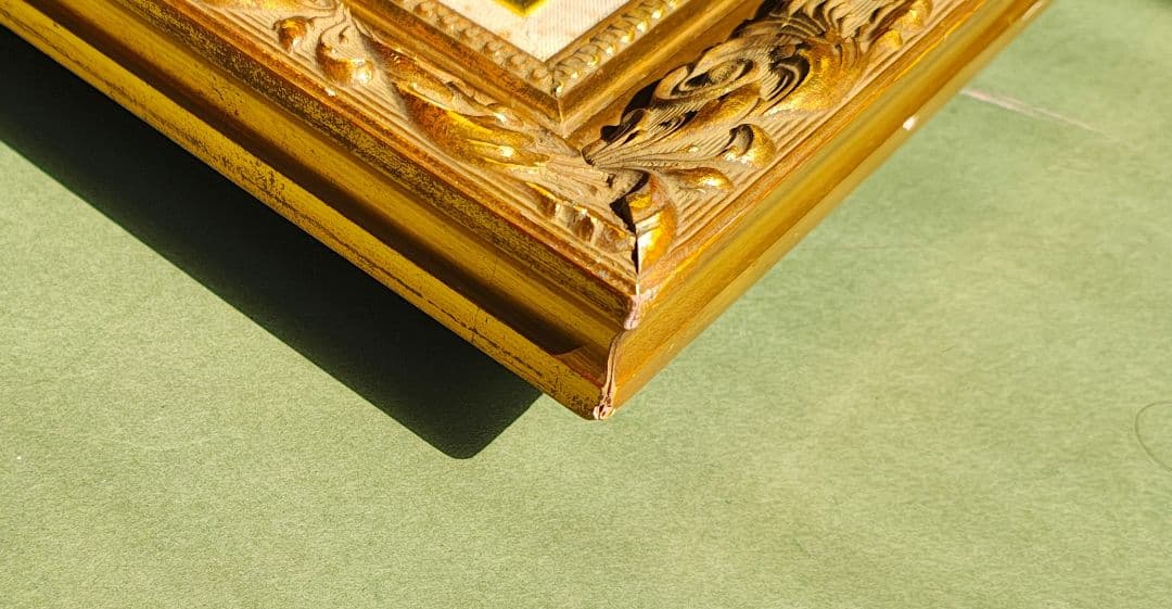 F30号 重厚油彩額 展示仕様【保護板なし】 アンティーク金 油絵付き　DIY