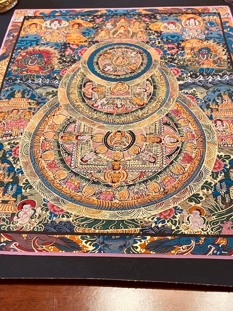 チベット密教 手描き曼荼羅（マンダラ）タンカ 新品・一点物 肉筆画 D4