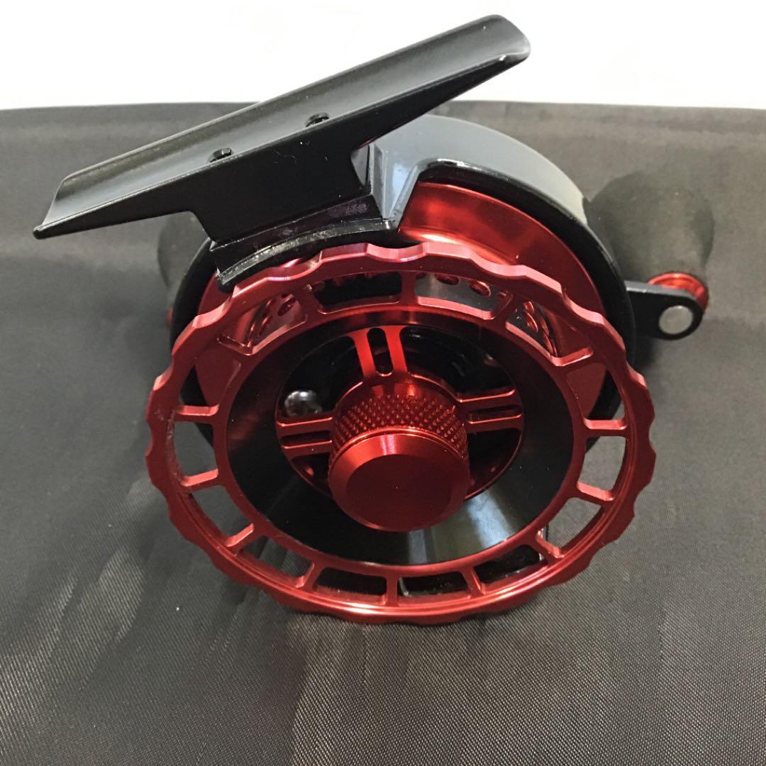 筏 カセ リール左巻き カスタムハンドル赤色　 ☆おまけ付き☆