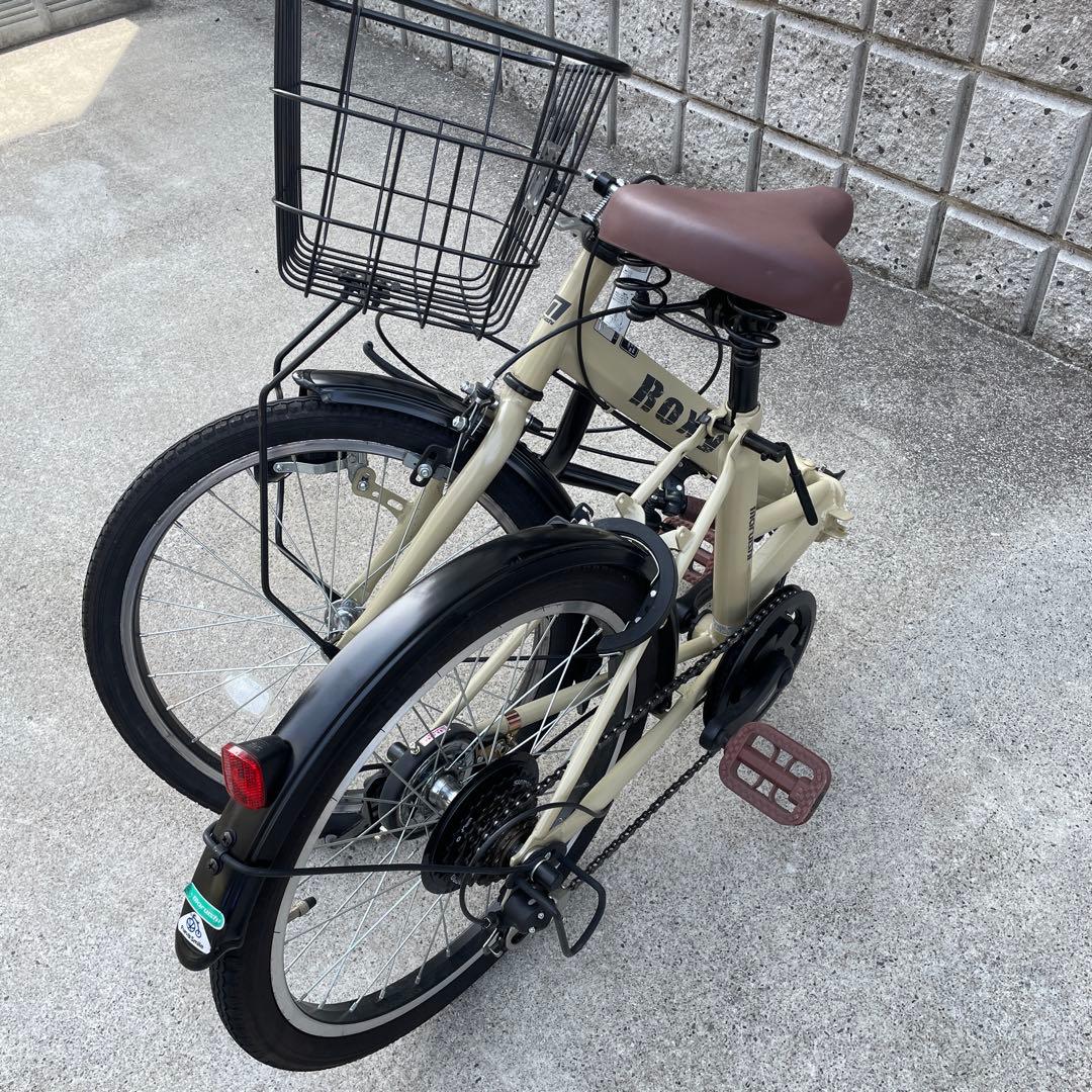 ROXY 20㌅サイクル ベージュ バスケット付6段変速　折りたたみ