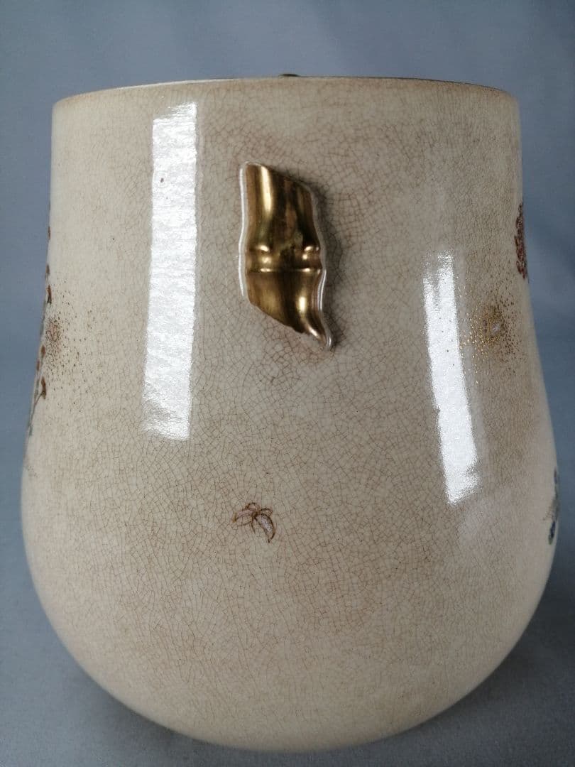 【茶事具】薩摩焼秋草絵水指　水指414