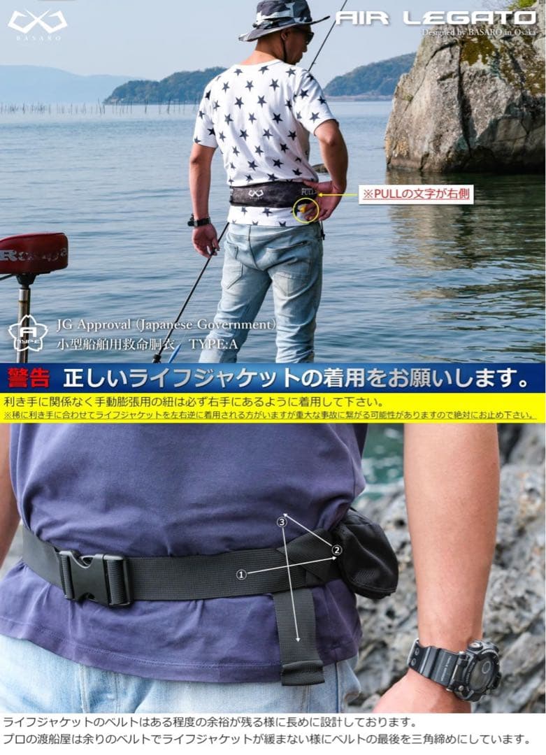 新品 桜マーク ライフジャケット 手動膨脹式 ボンベ付き 型式承認品