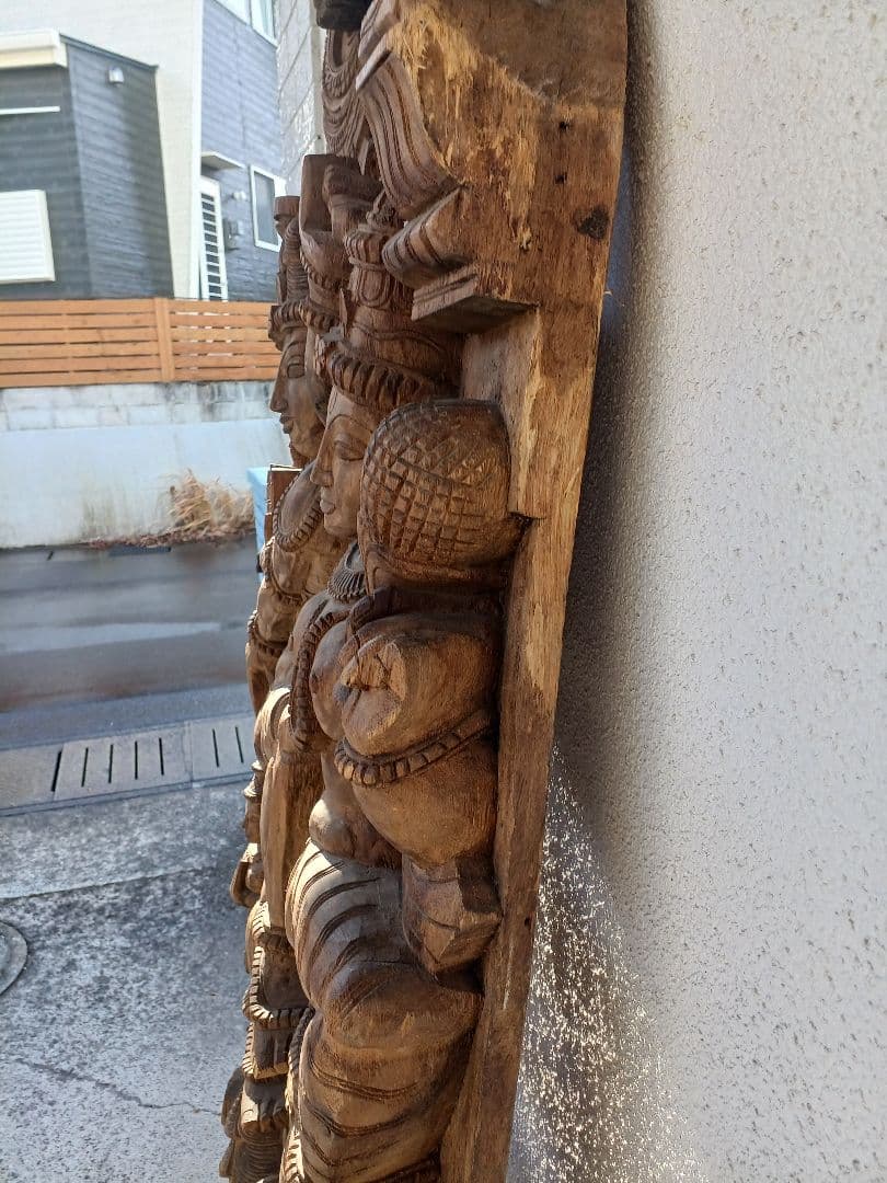 アンティーク　木彫り　一刀彫　高さ約186cm