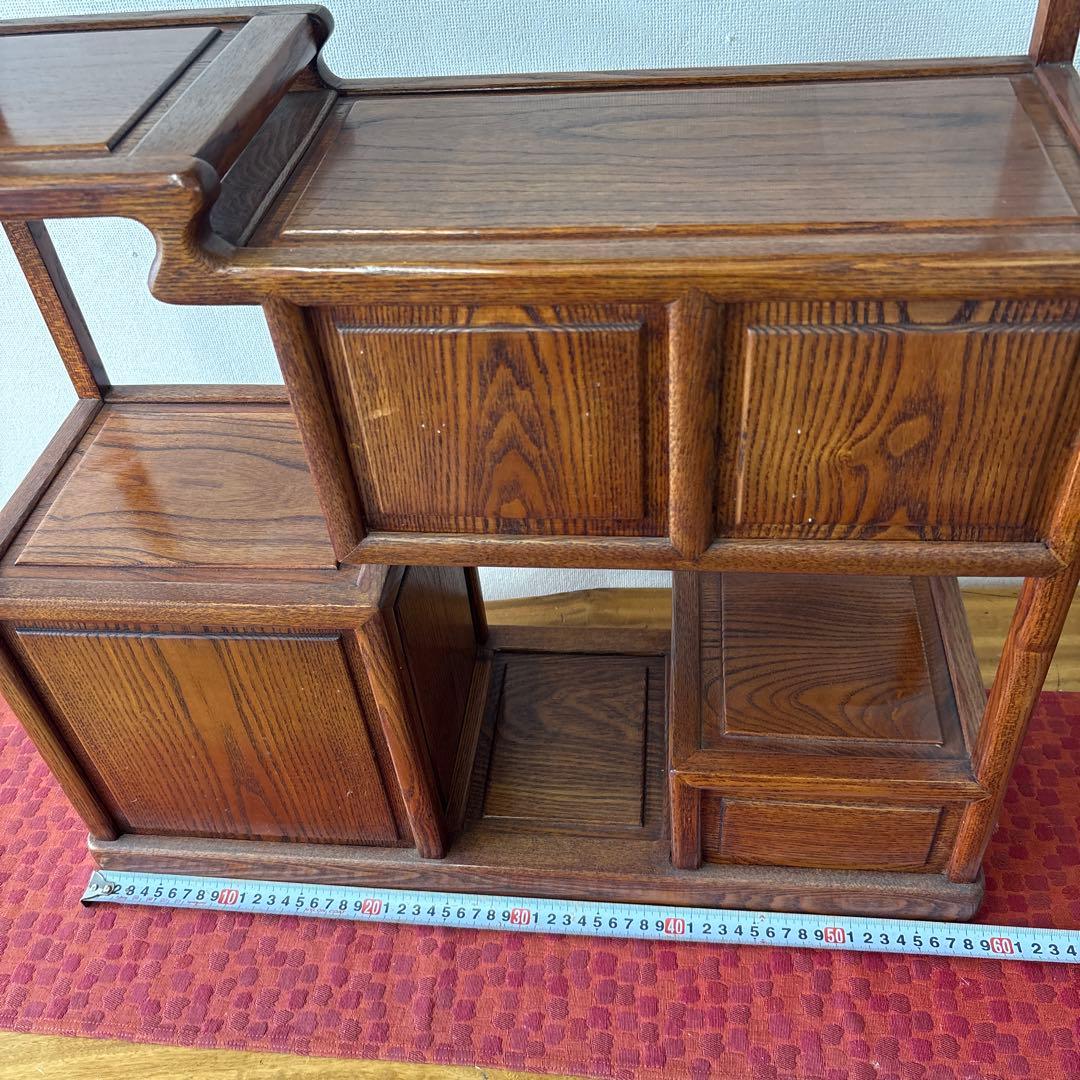 天然木　段違飾り棚　茶箪笥　ミニ