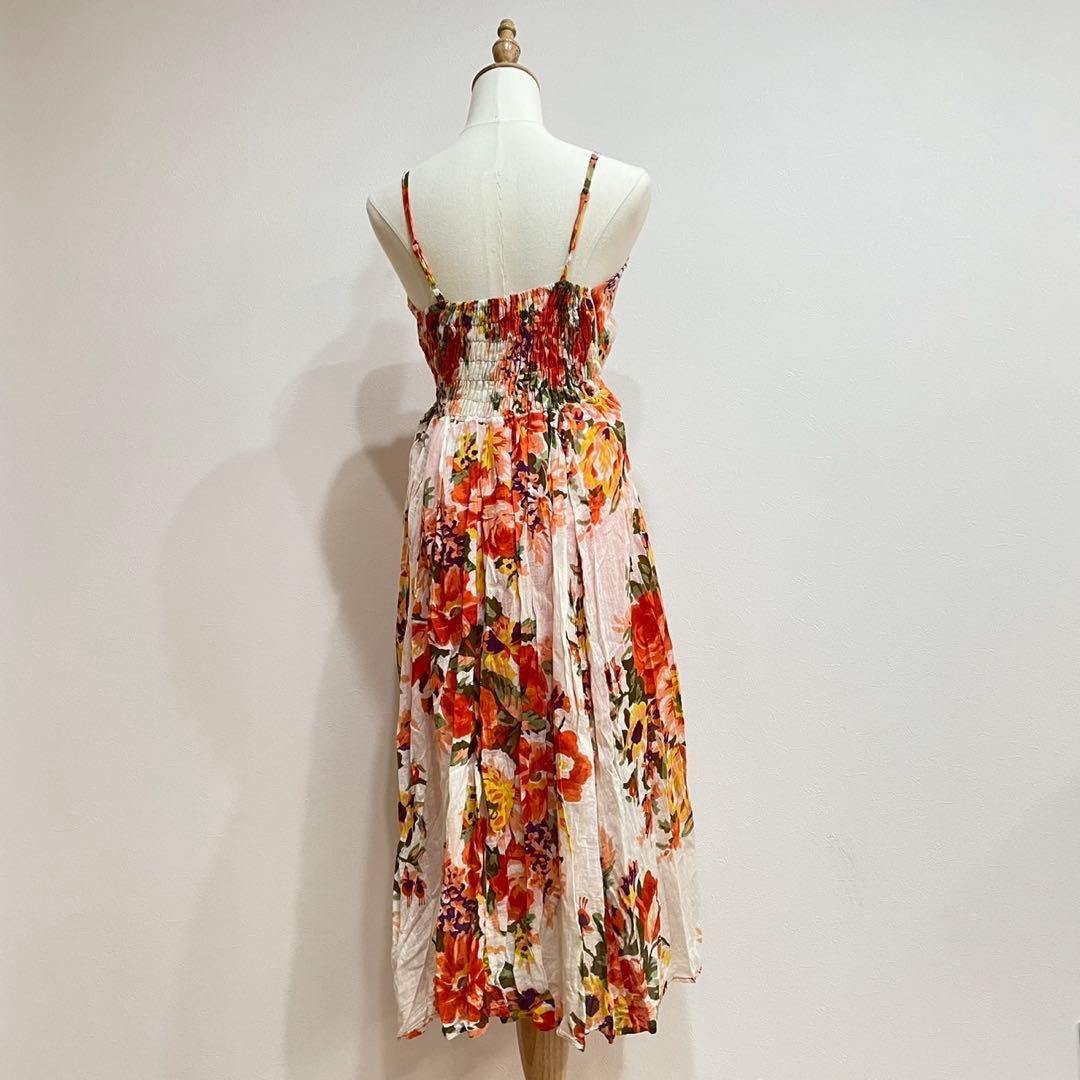  GIRLハワイアン花柄キャミワンピース　コットン100% リゾート