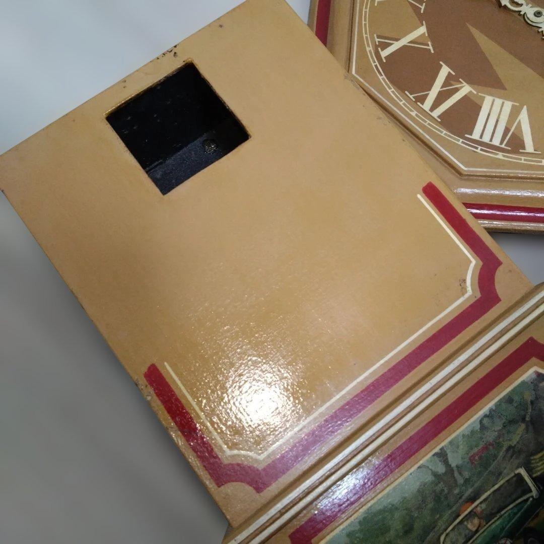 アンティーク風八角形木製時計（不動品）※絵柄　mg midget　※文字盤にmg