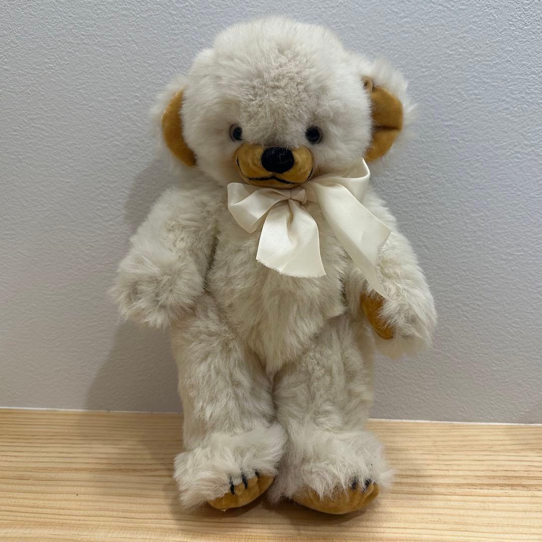 ヴィンテージ チーキー ホワイト ナイロン ぬいぐるみ アンティーク テディベア