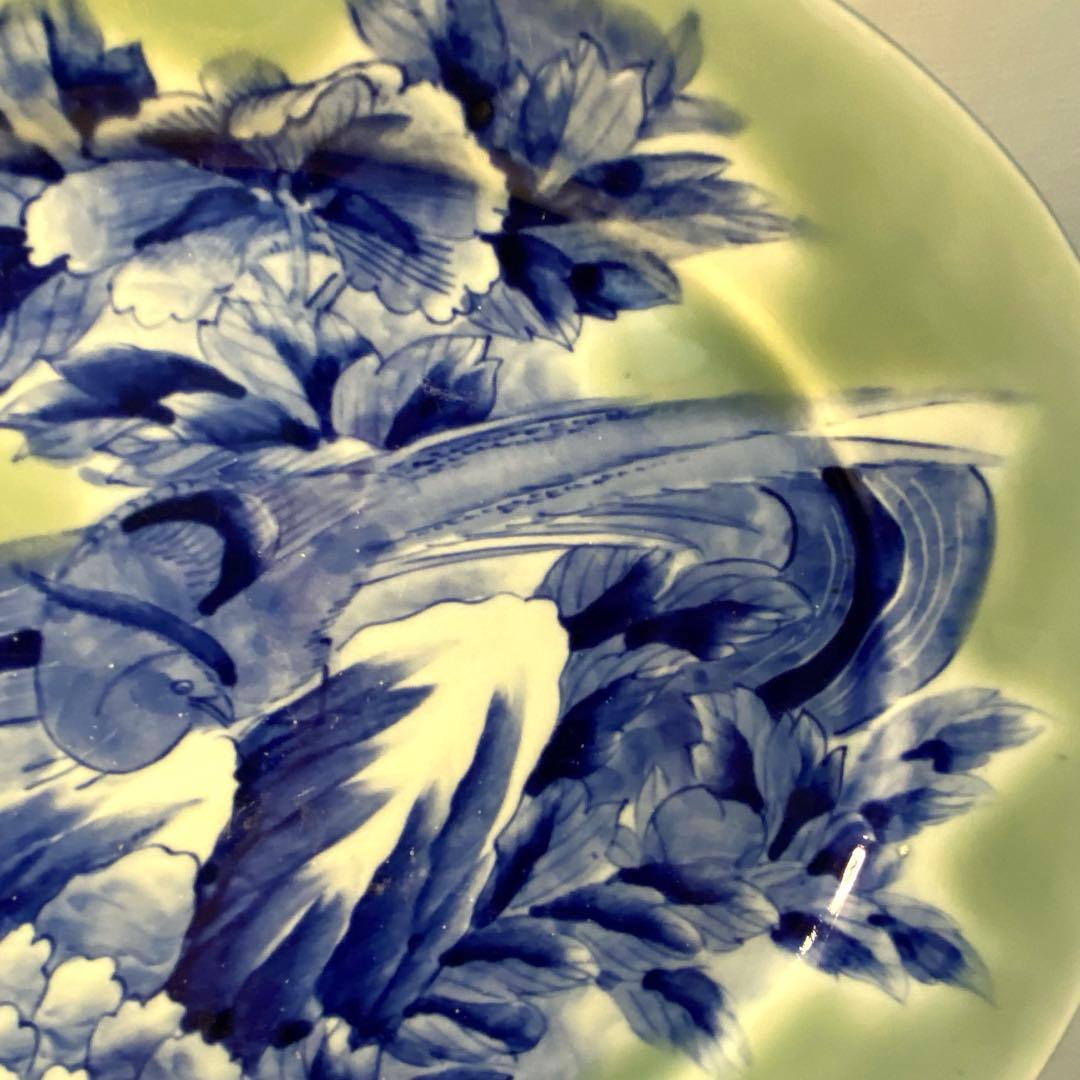 伊万里　古伊万里　大皿　青磁　染付　花鳥の図