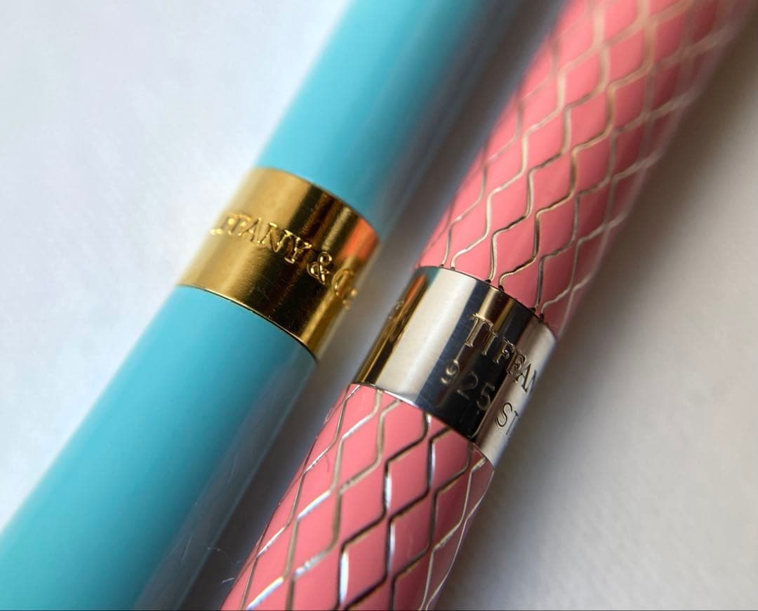 ティファニー　ブルーエナメル　ピンク　細身　ボールペン　2本おまとめ　Ag925