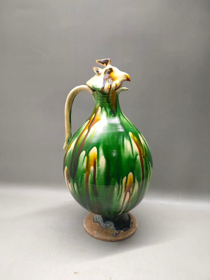三彩鳳首執壺　陶芸　骨董品　古美術