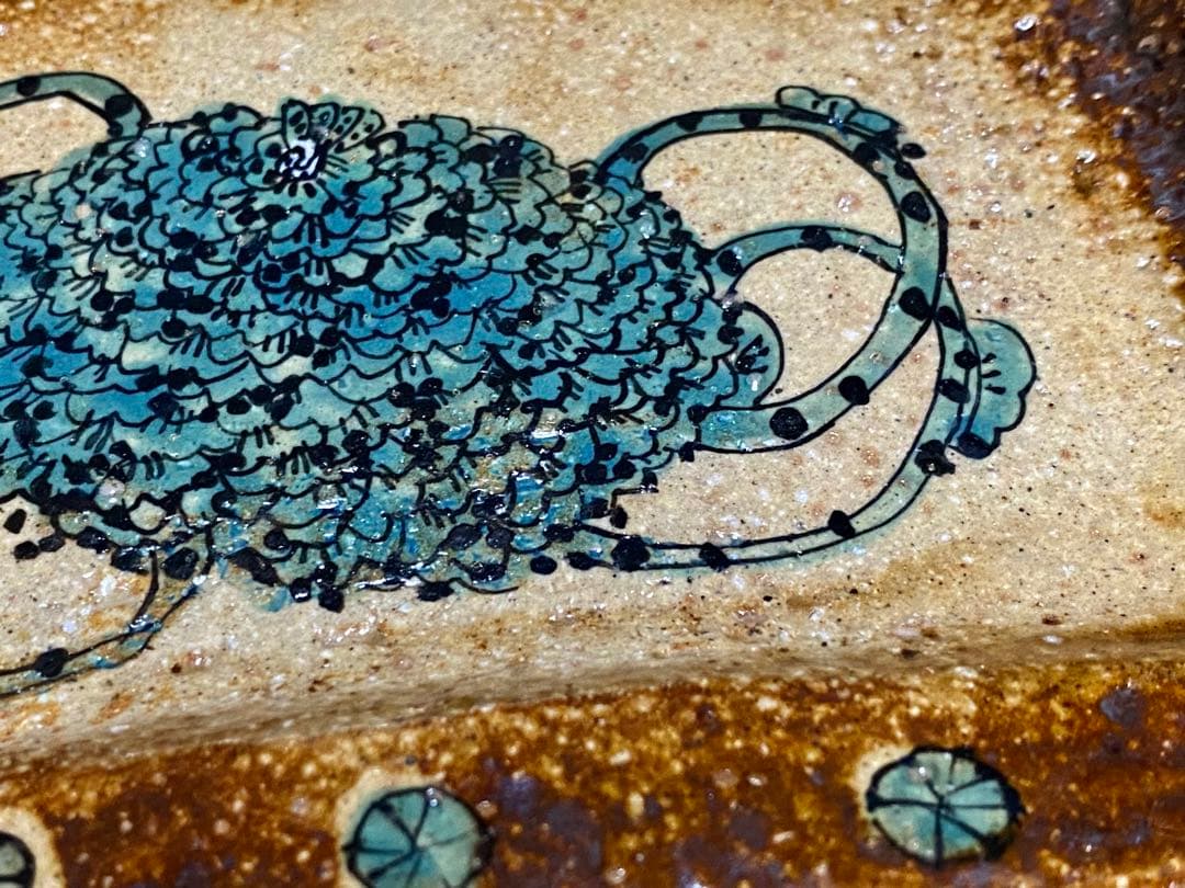 脇山さとみ 蓮絵皿 蓮湯呑み セット