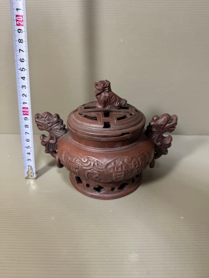 2276 中国骨董　大清乾隆年製銘　獅子　香炉　時代物