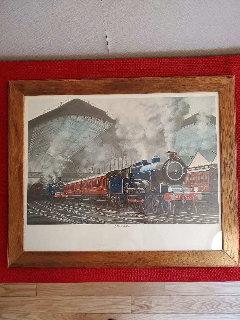 英国　アンティーク　絵画　プリント　木枠