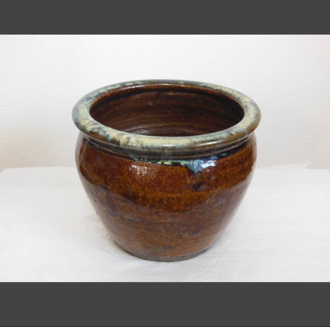 江期 朝鮮唐津水指 時代箱付 黑漆塗蓋　茶道具 茶席道具 茶室 水指　古唐津